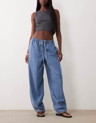 Arket Pull-on Barrel Shape Soft Denim Jeans In Blue