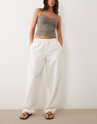 ARKET pull on barrel shape soft denim jeans in off white