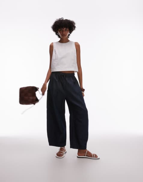 ARKET pull on denim trousers in darkwash blue - view 1
