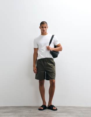 Arket Pull On Drawstring Cord Shorts In Green