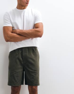 Arket Pull On Drawstring Cord Shorts In Green