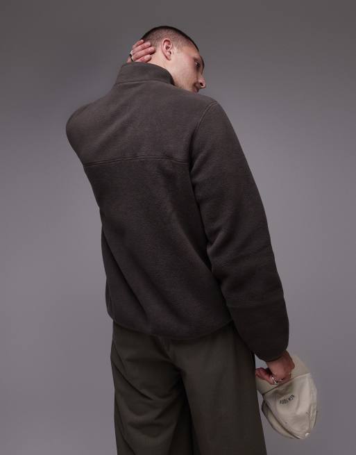ARKET pull-on fleece jacket with flap front pocket in mole , 3 of 4