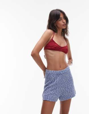 Arket ARKET pull on knitted micro beach shorts in blue