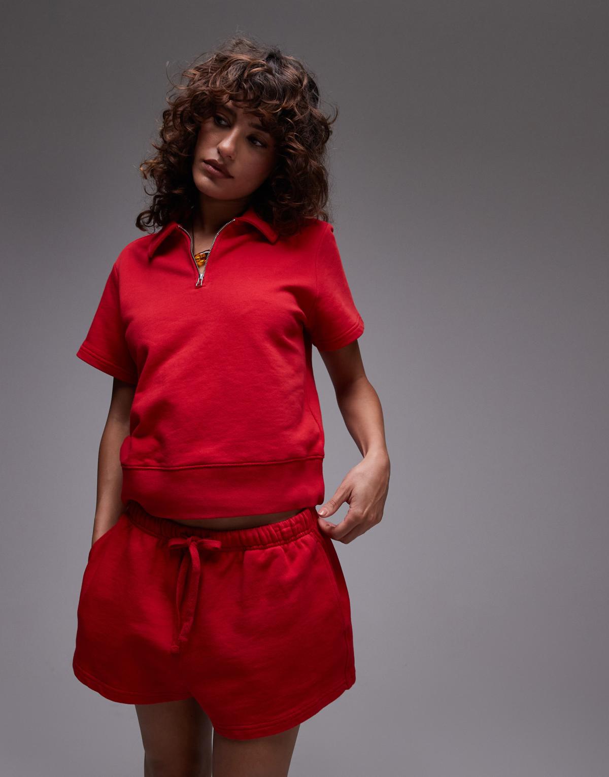 ARKET pull on runner shorts in red