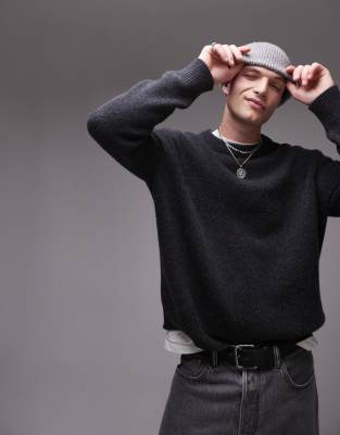 ARKET - Pull oversize en laine mélangée - Noir délavé