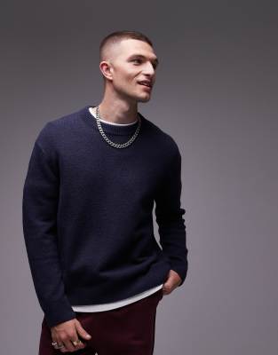 ARKET - Pull ras de cou en maille - Bleu marine