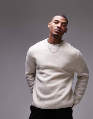 ARKET - Pull ras de cou en maille de laine - Blanc cassé