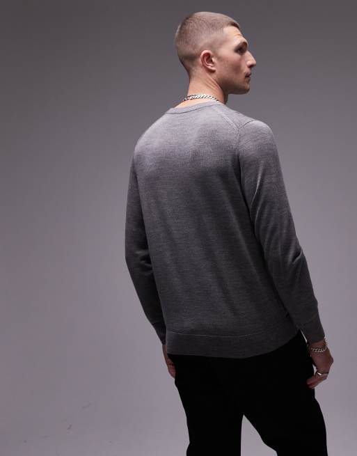 ARKET – Pullover aus Merinowolle in Dunkelgrau meliert mit Rundhalsausschnitt, 4 von 4