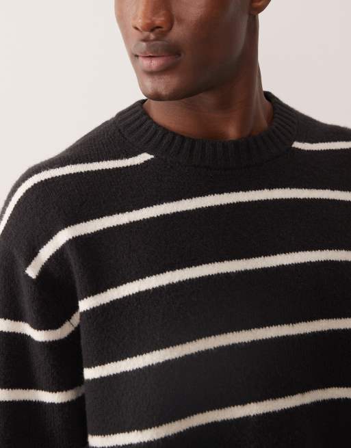 ARKET – Pullover in Schwarz mit hohem Baumwollanteil, Streifen und Rundhalsausschnitt, 5 von 5