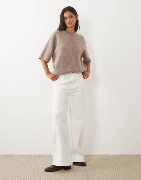 ARKET Pullover mit kurzen Ärmeln aus Alpaka- und Wollmix in dunklem Beige - view 1