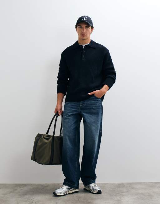 ARKET Pullover mit Polokragen aus reiner Wolle in Marineblau, 2 von 5