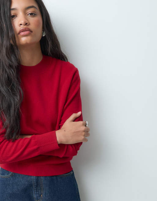 ARKET Pullover mit Rundhalsausschnitt aus reiner Wolle in Rot, 4 von 5
