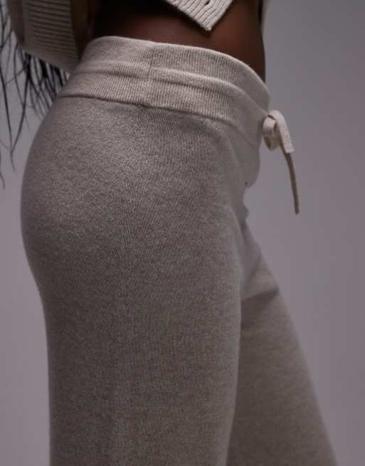 ARKET pure cashmere knit pants with pull-on waist in beige melange - part of a set