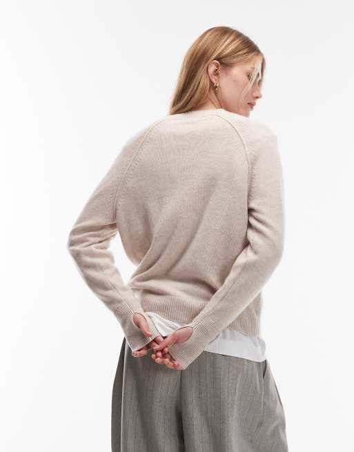 ARKET pure cashmere knit sweater in beige melange, 3 of 4