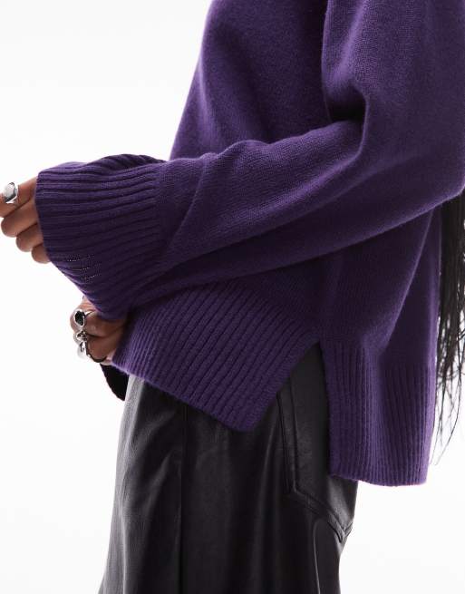 ARKET pure cashmere relaxed sweater in purple wine
