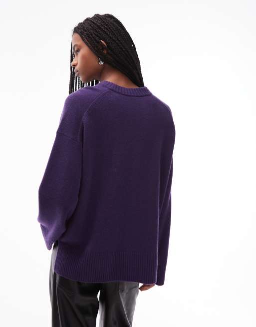 ARKET pure cashmere relaxed sweater in purple wine
