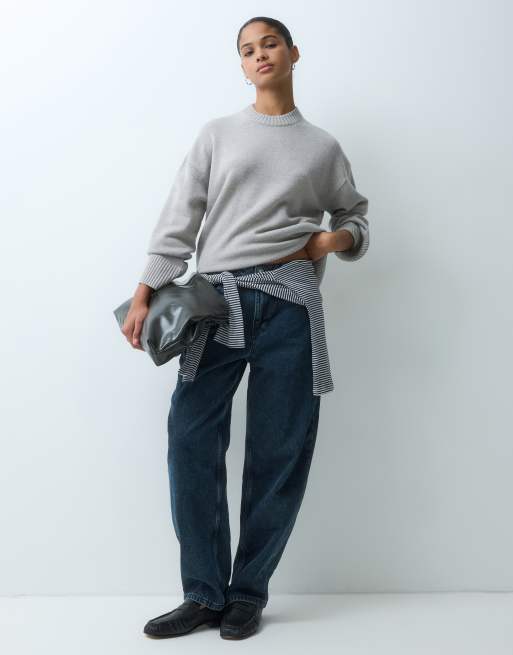 ARKET pure cashmere wool relaxed sweater in light gray, 3 of 4