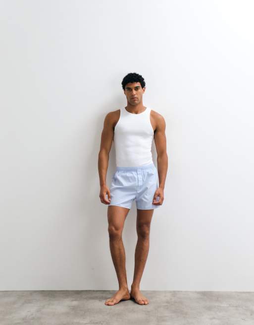 ARKET pure cotton 2 pack shorts in blue and white check, 3 of 5