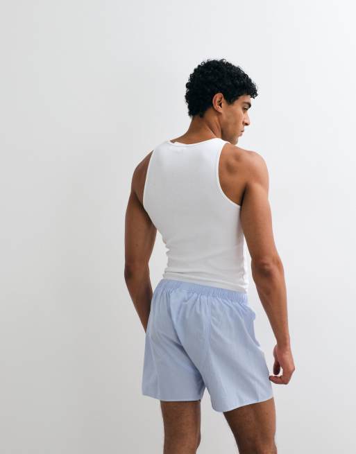 ARKET pure cotton 2 pack shorts in blue and white plaid, 5 of 5