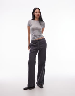 Arket Pure Cotton Adjustable Wide Leg Sweatpants In Gray