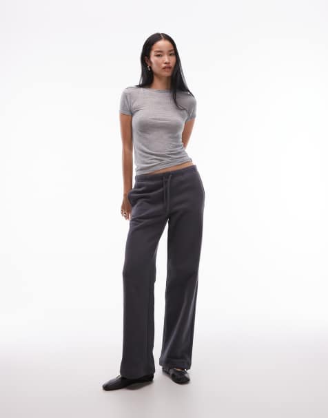 ARKET pure cotton adjustable wide leg sweatpants in dark gray - view 1