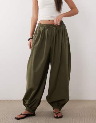 Arket Pure Cotton Balloon Pants In Green