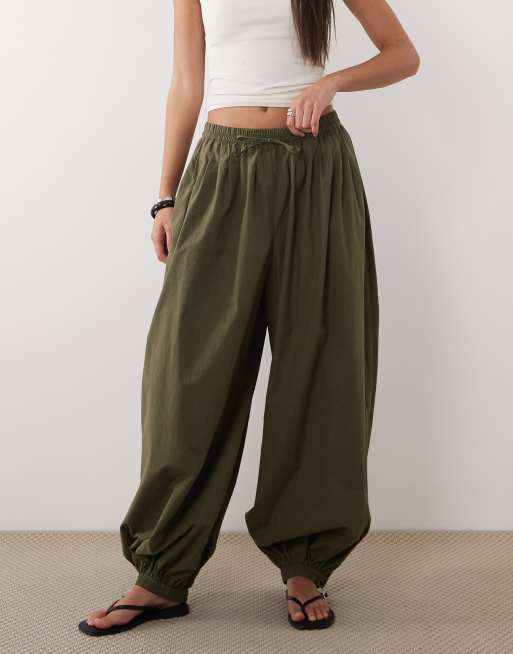 ARKET pure cotton balloon trousers in khaki, 5 of 5