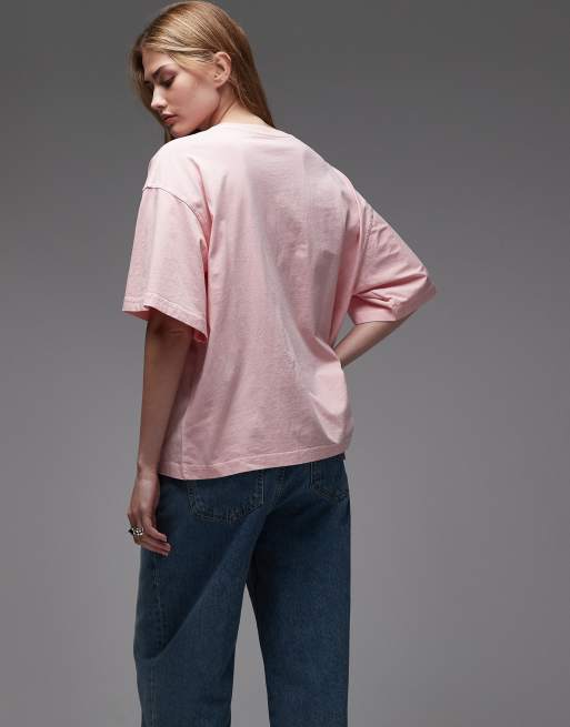 ARKET pure cotton boxy T-shirt in washed rose pink, 2 of 4