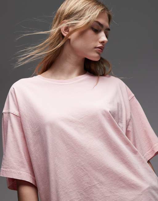 ARKET pure cotton boxy T-shirt in washed rose pink, 3 of 4