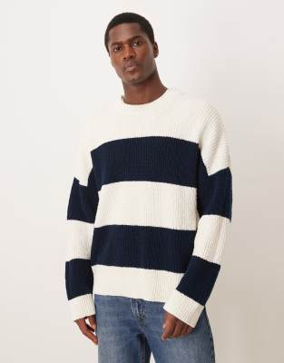 Arket Pure Cotton Breton Striped Crew Neck Sweater In Multi
