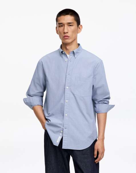 ARKET pure cotton check shirt in blue - view 1