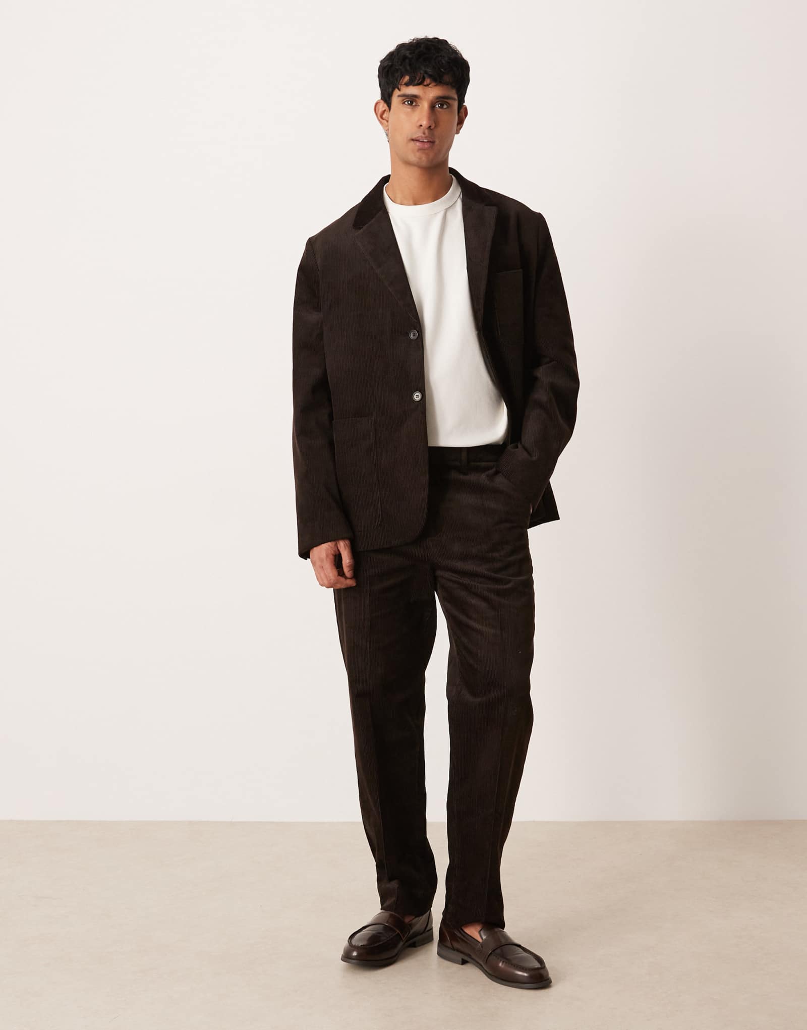 Прямые вельветовые брюки ARKET из чистого хлопка темно-коричневого цвета - часть комплекта