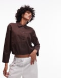 [Arket] ARKET pure cotton cropped blouson jacket in brown 36 BROWN