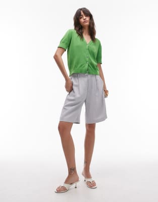 Arket Pure Cotton Fine Knit Cardigan With Short Sleeves