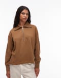 [Arket] ARKET pure cotton half zip sweater in mole-Neutral XS Mole