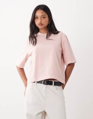 ARKET pure cotton heavyweight boxy fit t-shirt in pink