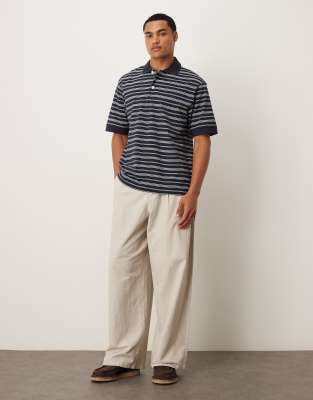 Arket Pure Cotton Jersey Short Sleeve Polo Shirt In Blue
