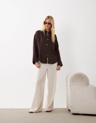 Arket Pure Cotton Linen Shirt In Black