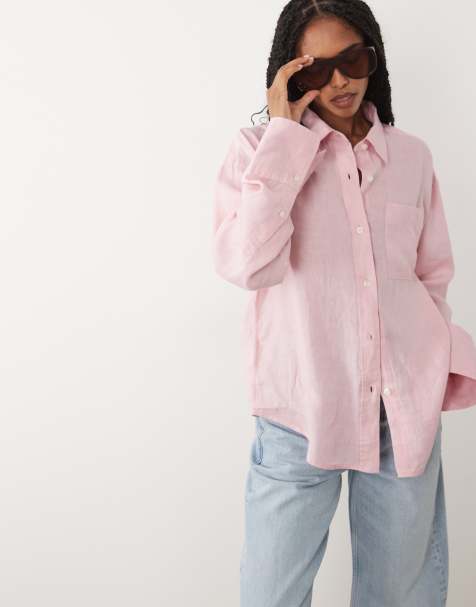 ARKET pure cotton linen shirt in light pink (part of a set) - view 1