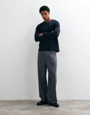 Arket Pure Cotton Long Sleeve T-shirt In Blue
