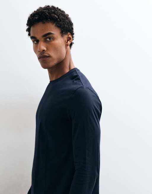 ARKET pure cotton long sleeve t-shirt in navy, 4 of 5