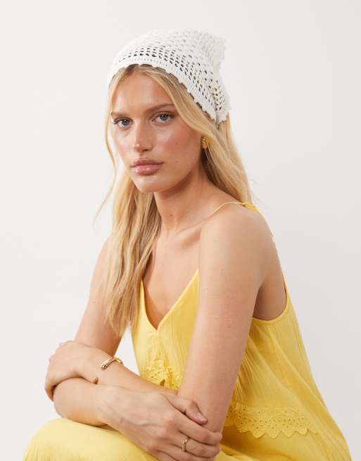 ARKET pure cotton multi use crochet triangle scarf in white, 2 of 3