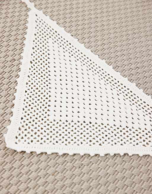 ARKET pure cotton multi use crochet triangle scarf in white, 3 of 3