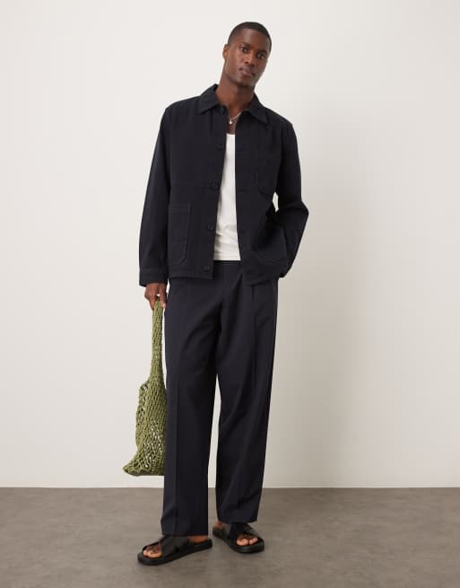 ARKET pure cotton overshirt in navy blue, 4 of 4