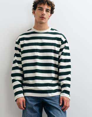 Arket Pure Cotton Oversized Long Sleeve T-shirt In Green