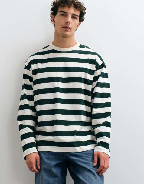 ARKET pure cotton oversized long sleeve t-shirt in dark green - view 1