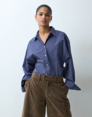 Arket Pure Cotton Oversized Shirt In Blue