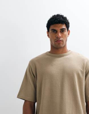 Arket Pure Cotton Oversized Textured Boucle T-shirt In Brown