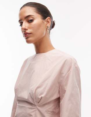 Arket Pure Cotton Peplum Top In Pink