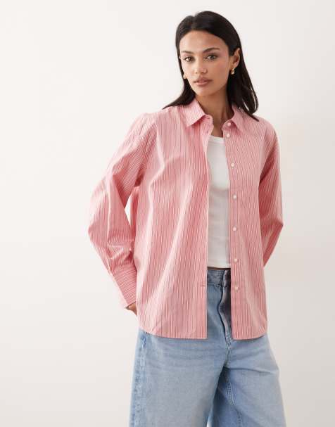 ARKET pure cotton pinstripe shirt in light pink - view 1